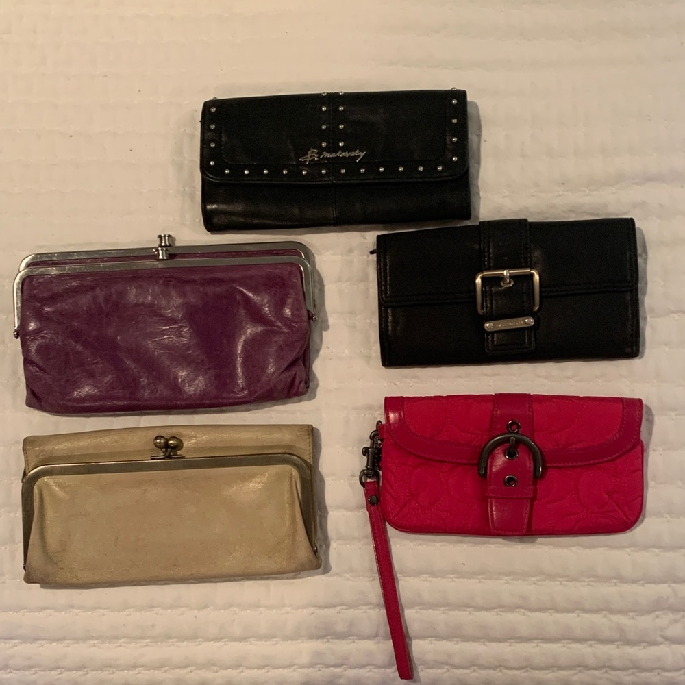 Multiples Black, Purple, Cream, and Pink Wallet Set